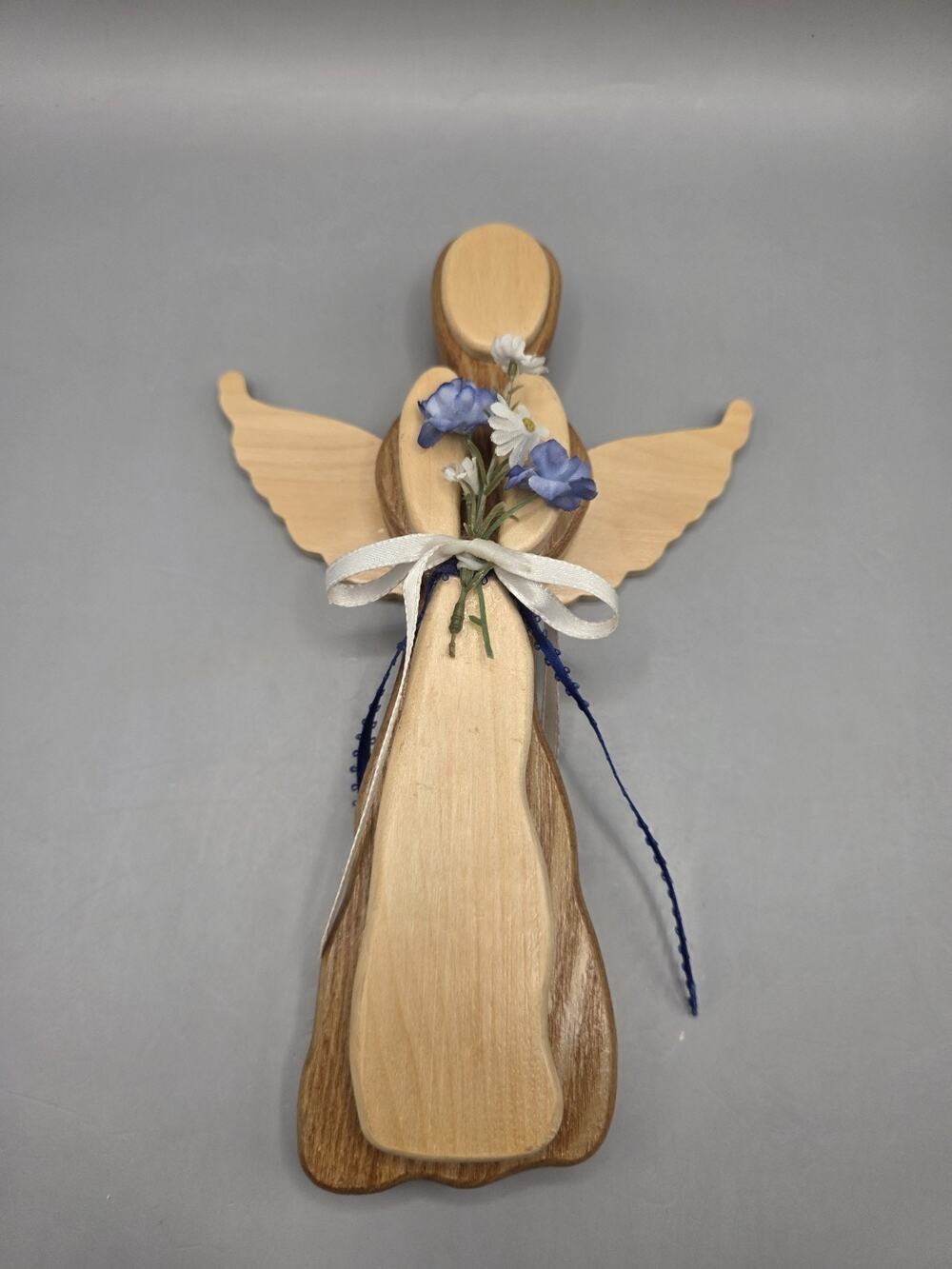 Layered Wooden Angel Figurine Hanging Sign Country Farmhouse Christmas Wall Art